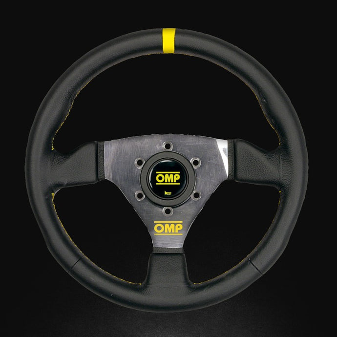 OMP Trecento Flat 300mm - Large Leather (Black) Steering Wheels OMP   