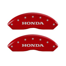 Load image into Gallery viewer, MGP 4 Caliper Covers Engraved Front Honda Engraved Rear H Logo Red finish silver ch Caliper Covers MGP
