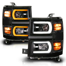 Load image into Gallery viewer, Anzo 14-15 Chevy Silverado 1500 Black Dual Switchback+Sequential LED Tube Sq. Projector Headlights Headlights ANZO   
