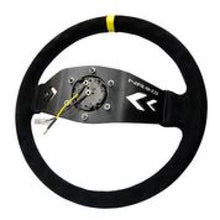 Load image into Gallery viewer, NRG Reinforced Steering Wheel (350mm / 3in. Deep) Blk Suede w/NRG Arrow Cut 2-Spoke &amp; Yellow Mark Steering Wheels NRG
