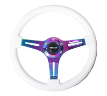 Load image into Gallery viewer, NRG Classic Wood Grain Steering Wheel (350mm) White Paint Grip w/Neochrome 3-Spoke Center Steering Wheels NRG
