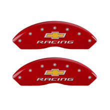 Load image into Gallery viewer, MGP 4 Caliper Covers Engraved F &amp; R Chevy Racing Red Finish Silver Char 1988 Chevrolet Corvette Caliper Covers MGP
