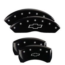 Load image into Gallery viewer, MGP 4 Caliper Covers Engraved Front &amp; Rear Bowtie Black finish silver ch Caliper Covers MGP

