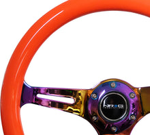 Load image into Gallery viewer, NRG Classic Wood Grain Steering Wheel (350mm) Neon Orange Color w/Neochrome Spokes Steering Wheels NRG
