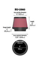 Load image into Gallery viewer, K&amp;N Universal Tapered Filter 6in Flange ID x 7.5in Base OD x 5in Top OD x 5in Height Air Filters - Universal Fit K&amp;N Engineering   
