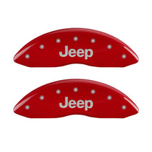 Load image into Gallery viewer, MGP Front set 2 Caliper Covers Engraved Front JEEP Red finish silver ch Caliper Covers MGP
