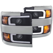 Load image into Gallery viewer, ANZO 2015-2016 Chevrolet Silverado Projector Headlights w/ Plank Style Design Black w/ Amber Headlights ANZO
