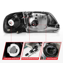 Load image into Gallery viewer, ANZO 1997-2003 Ford F150 Crystal Headlight Black w/ Parking Light Headlights ANZO
