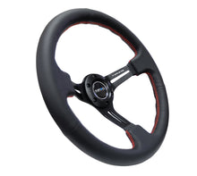 Load image into Gallery viewer, NRG Reinforced Steering Wheel (350mm / 3in. Deep) Black Leather/Red Stitch &amp; Blk 3-Spoke w/Slits Steering Wheels NRG
