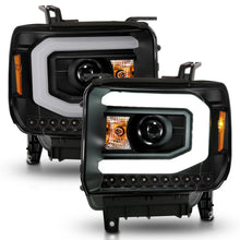 Load image into Gallery viewer, ANZO 2014-2015 GMC Sierra 1500 Projector Headlights w/ Light Bar Black Housing (Halogen Type) Headlights ANZO
