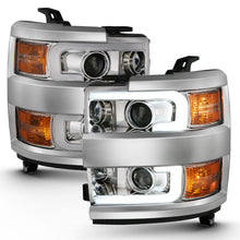 Load image into Gallery viewer, ANZO 2015-2016 Chevrolet Silverado Projector Headlights w/ Plank Style Design Chrome w/ Amber Headlights ANZO
