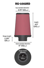 Load image into Gallery viewer, K&amp;N Universal Air Filter Chrome Round Tapered Red - 4in Flange ID x 1.125in Flange Length x 9.5in H Air Filters - Universal Fit K&amp;N Engineering   
