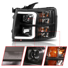 Load image into Gallery viewer, ANZO 07-13 Chevrolet Silverado 1500 Plank Style Projector Headlights Black w/ Amber Headlights ANZO
