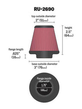 Load image into Gallery viewer, K&amp;N Filter Universal Rubber Filter 1 3/4 inch Flange 3 inch Base 2 inch Top 2.5 inch Height Air Filters - Universal Fit K&amp;N Engineering   
