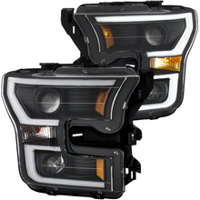 Load image into Gallery viewer, ANZO 2015-2017 Ford F-150 Projector Headlights w/ Plank Style Switchback Black w/ Amber Headlights ANZO
