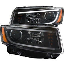 Load image into Gallery viewer, ANZO 2014-2015 Jeep Grand Cherokee Projector Headlights w/ Plank Style Design Black Headlights ANZO
