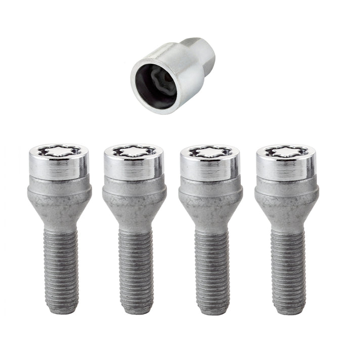 McGard Wheel Lock Bolt Set - 4pk. (Cone Seat) M12X1.5 / 17mm Hex / 31.7mm Shank Length - Chrome Wheel Bolts McGard
