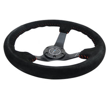 Load image into Gallery viewer, NRG Reinforced Steering Wheel (350mm / 3in. Deep) Blk Suede/Red BBall Stitch w/5mm Matte Blk Spokes Steering Wheels NRG
