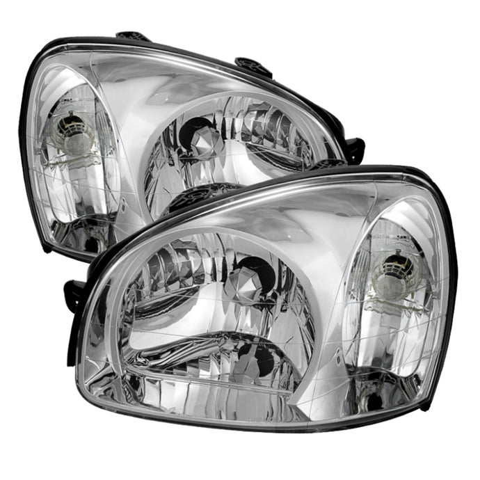 Xtune Hyundai Santa Fe 2003-2006 Crystal Headlights Chrome HD-JH-HYSA03-C Headlights SPYDER