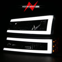 Load image into Gallery viewer, ANZO 2003-2006 Chevrolet Silverado 1500 Crystal Headlights w/ Light Bar Black Housing Headlights ANZO
