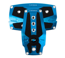 Load image into Gallery viewer, NRG Brushed Aluminum Sport Pedal A/T - Blue w/Black Rubber Inserts Pedal Covers NRG
