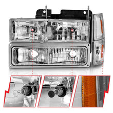Load image into Gallery viewer, ANZO 88-98 Chevrolet C1500 Crystal Headlights Chrome w/ Signal and Side Marker Lights Headlights ANZO
