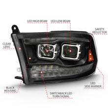 Load image into Gallery viewer, ANZO 2009-2018 Dodge Ram 1500 Led Projector Plank Style Switchback H.L Halo Black Amber (OE Style) Headlights ANZO
