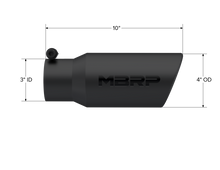 Load image into Gallery viewer, MBRP Universal Tip 4in OD 3in Inlet 10in Length Angled Rolled End Black Tips MBRP   
