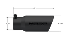 Load image into Gallery viewer, MBRP Universal Tip 4in OD 3in Inlet 10in Length Angled Rolled End Black Tips MBRP

