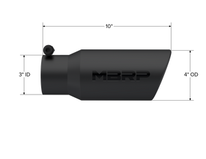 MBRP Universal Tip 4in OD 3in Inlet 10in Length Angled Rolled End Black Tips MBRP   