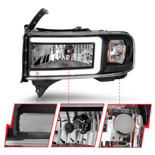Load image into Gallery viewer, ANZO 94-02 Dodge RAM Crystal Headlight - w/ Light Bar Black Housing Headlights ANZO
