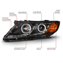 Load image into Gallery viewer, ANZO 2011-2013 Kia Optima Projector Headlights w/ Halo Black (CCFL) Headlights ANZO
