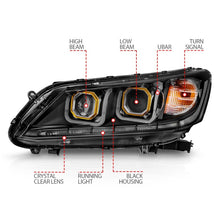 Load image into Gallery viewer, ANZO 2013-2015 Honda Accord Projector Headlights w/ U-Bar Black Headlights ANZO
