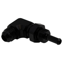 Load image into Gallery viewer, DeatschWerks 8AN Male Flare to 5/16in Male Barb Bulkhead Adapter 90-Degree - Anodized Matte Black Fittings DeatschWerks
