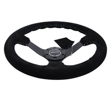 Load image into Gallery viewer, NRG Reinforced Steering Wheel (350mm / 3in. Deep) Blk Suede/Silver BBall Stitch w/5mm Mt. Blk Spokes Steering Wheels NRG
