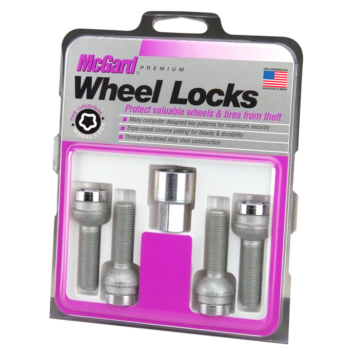 McGard Wheel Lock Bolt Set - 4pk. (Radius Seat) M12X1.5 / 17mm Hex / 23.3mm Shank Length - Chrome Wheel Bolts McGard