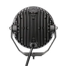 Load image into Gallery viewer, Go Rhino Xplor Blackout Series Round LED Driving Light w/DRL (Surface/Threaded Stud Mnt) 7in. - Blk Light Bars &amp; Cubes Go Rhino   
