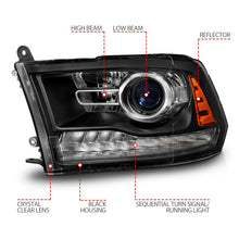 Load image into Gallery viewer, ANZO 09-18 Dodge Ram 1500/2500/3500 LED Plank Style Headlights Switchback + Sequential - Matte Black Headlights ANZO
