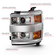 Load image into Gallery viewer, ANZO 2015-2016 Chevrolet Silverado Projector Headlights w/ Plank Style Design Chrome w/ Amber Headlights ANZO
