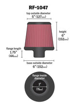 Load image into Gallery viewer, K&amp;N Round Tapered Universal Air Filter 3 inch Flange 6 inch Base 5 inch Top 6 inch Height Air Filters - Universal Fit K&amp;N Engineering   
