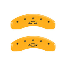 Load image into Gallery viewer, MGP 4 Caliper Covers Engraved Front &amp; Rear Bowtie Yellow finish black ch Caliper Covers MGP
