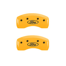 Load image into Gallery viewer, MGP 4 Caliper Covers Engraved Front &amp; Rear Oval logo/Ford Yellow finish black ch Caliper Covers MGP
