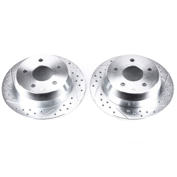 Power Stop 99-04 Jeep Grand Cherokee Rear Evolution Drilled & Slotted Rotors - Pair Brake Rotors - Slot & Drilled PowerStop