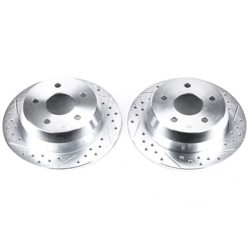 Power Stop 99-04 Jeep Grand Cherokee Rear Evolution Drilled & Slotted Rotors - Pair Brake Rotors - Slot & Drilled PowerStop