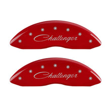 Load image into Gallery viewer, MGP 4 Caliper Covers Engraved Front Cursive/Challenger Engraved Rear RT Red finish silver ch Caliper Covers MGP
