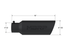 Load image into Gallery viewer, MBRP Universal Tip 6in OD Rolled End 4in Inlet 18in L Black Coated Exhaust Tip Tips MBRP
