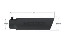 Load image into Gallery viewer, MBRP Universal 5in OD Angled Rolled End 4in Inlet 18in Lgth Black Finish Exhaust Tip Tips MBRP
