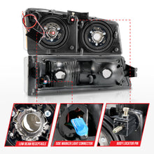 Load image into Gallery viewer, ANZO 2003-2006 Chevrolet Silverado 1500 Crystal Headlights w/ Light Bar Black Housing Headlights ANZO

