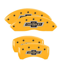 Load image into Gallery viewer, MGP 4 Caliper Covers Engraved Front &amp; Rear MOPAR Yellow finish black ch Caliper Covers MGP
