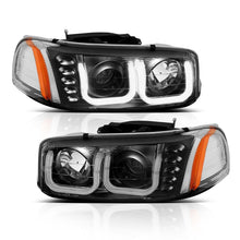 Load image into Gallery viewer, ANZO 1999-2006 Gmc Sierra 1500 Projector Headlights w/ U-Bar Black Headlights ANZO
